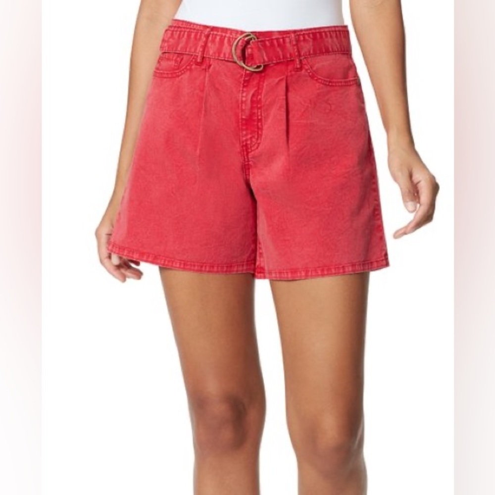 Anne Klein Jeans Women’s Pleated Belted Red Shorts Size 12 NWT